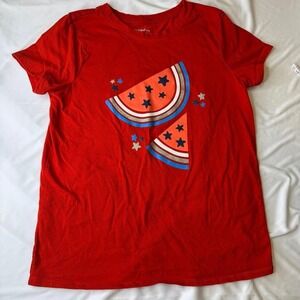 Girls Watermelon 4th of July Patriotic Red T-shirt Size XL (14)